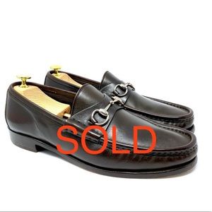 GUCCI Brown Leather Slip On Luxury Loafer 10.5